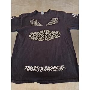Tribal Graphic Yazbek Men's Size Large Short Sleeve Black T-shirt